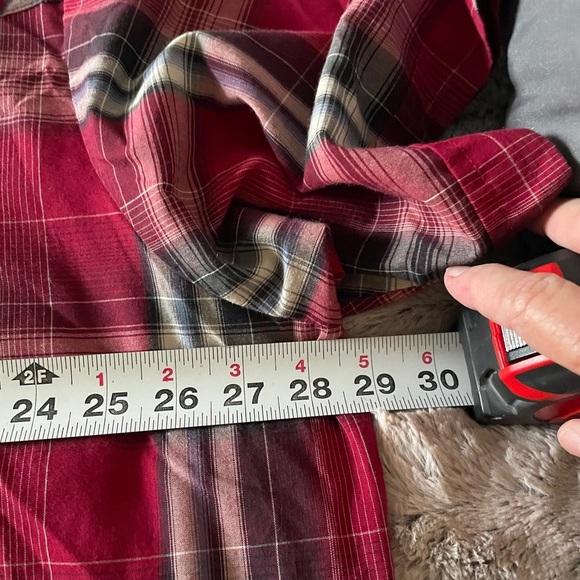 Plains western big man Plaid Shirt pearl snap button 2XL unstructured buttoned - Picture 5 of 6